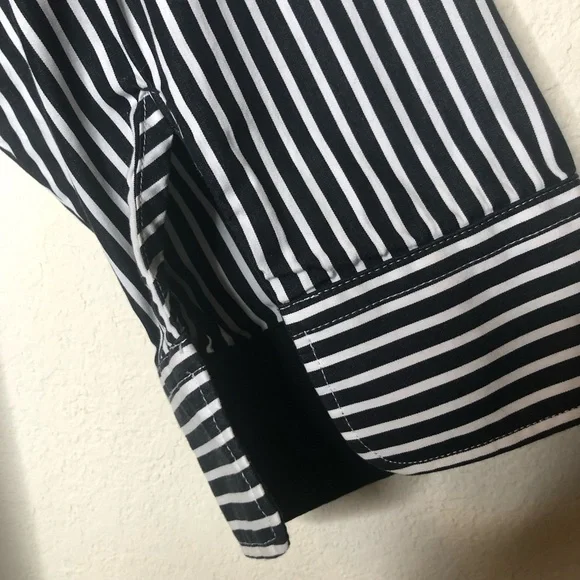 LAUREN RALPH LAUREN Striped Button-Down Shirt Black White 100% Cotton Size: 16 W - Picture 6 of 16